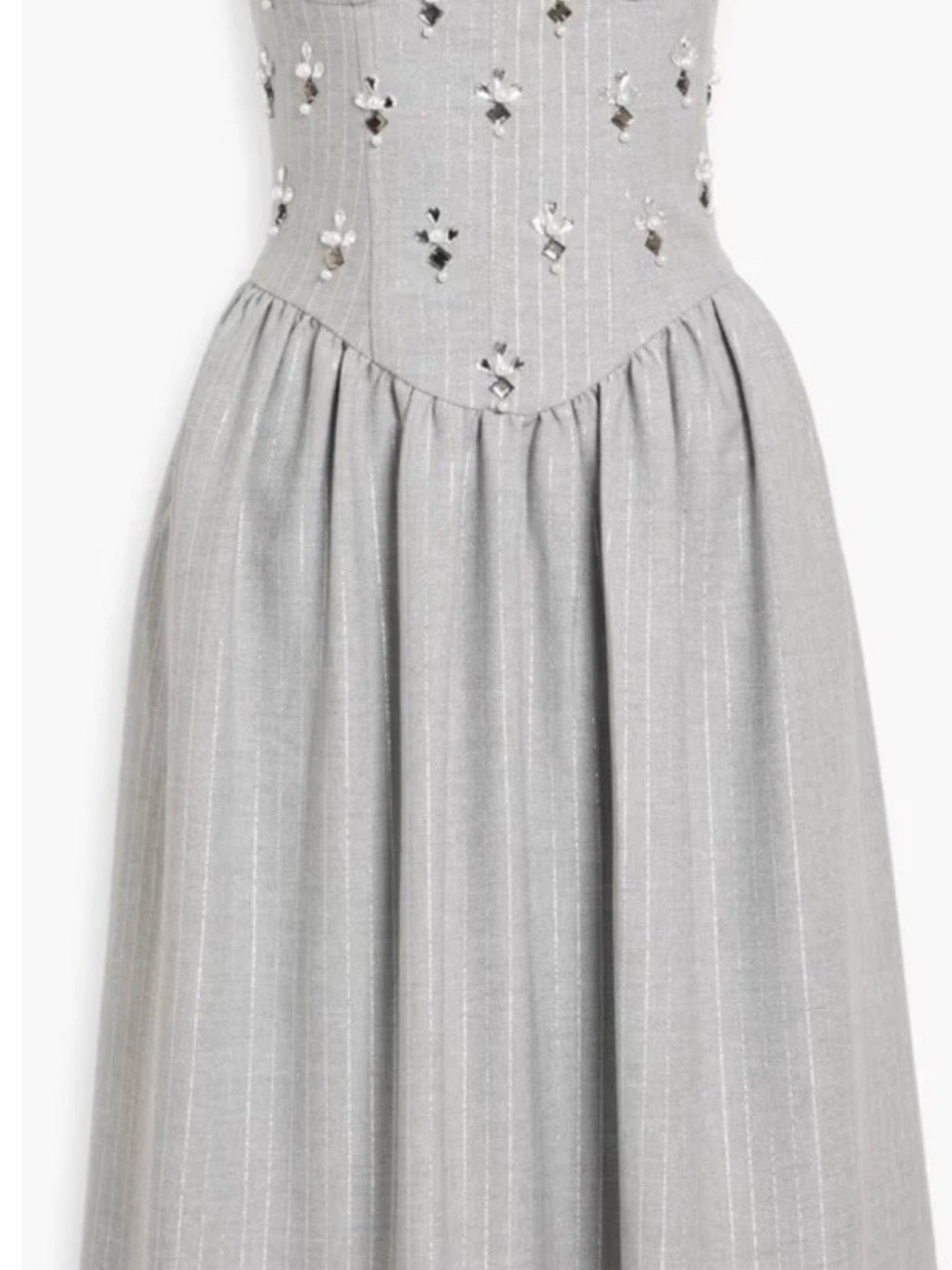 PatBO Silver Gray Embellished Midi Dress